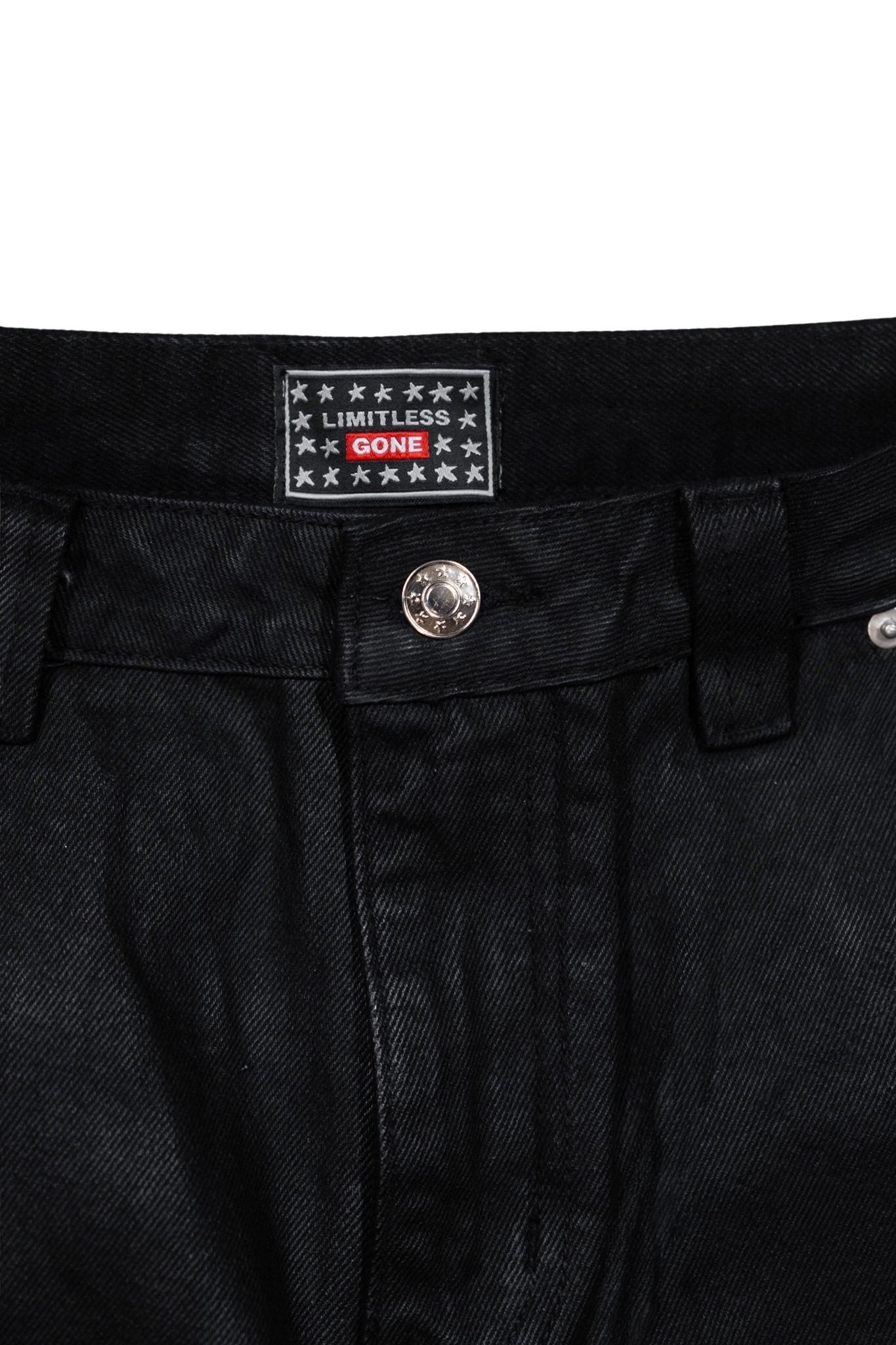 Black Waxed Baggy Denim Gone