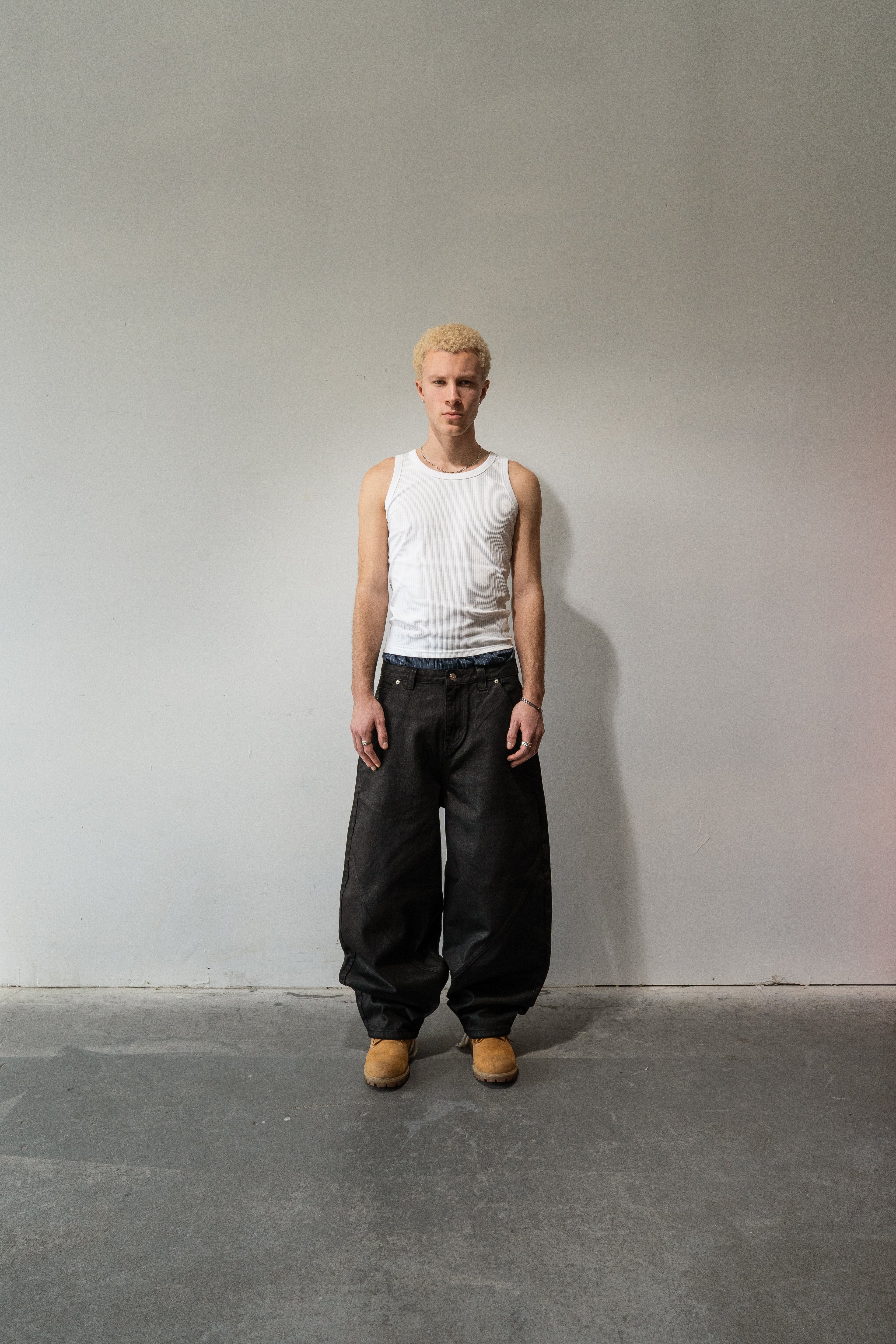 Black Waxed Baggy Denim Gone