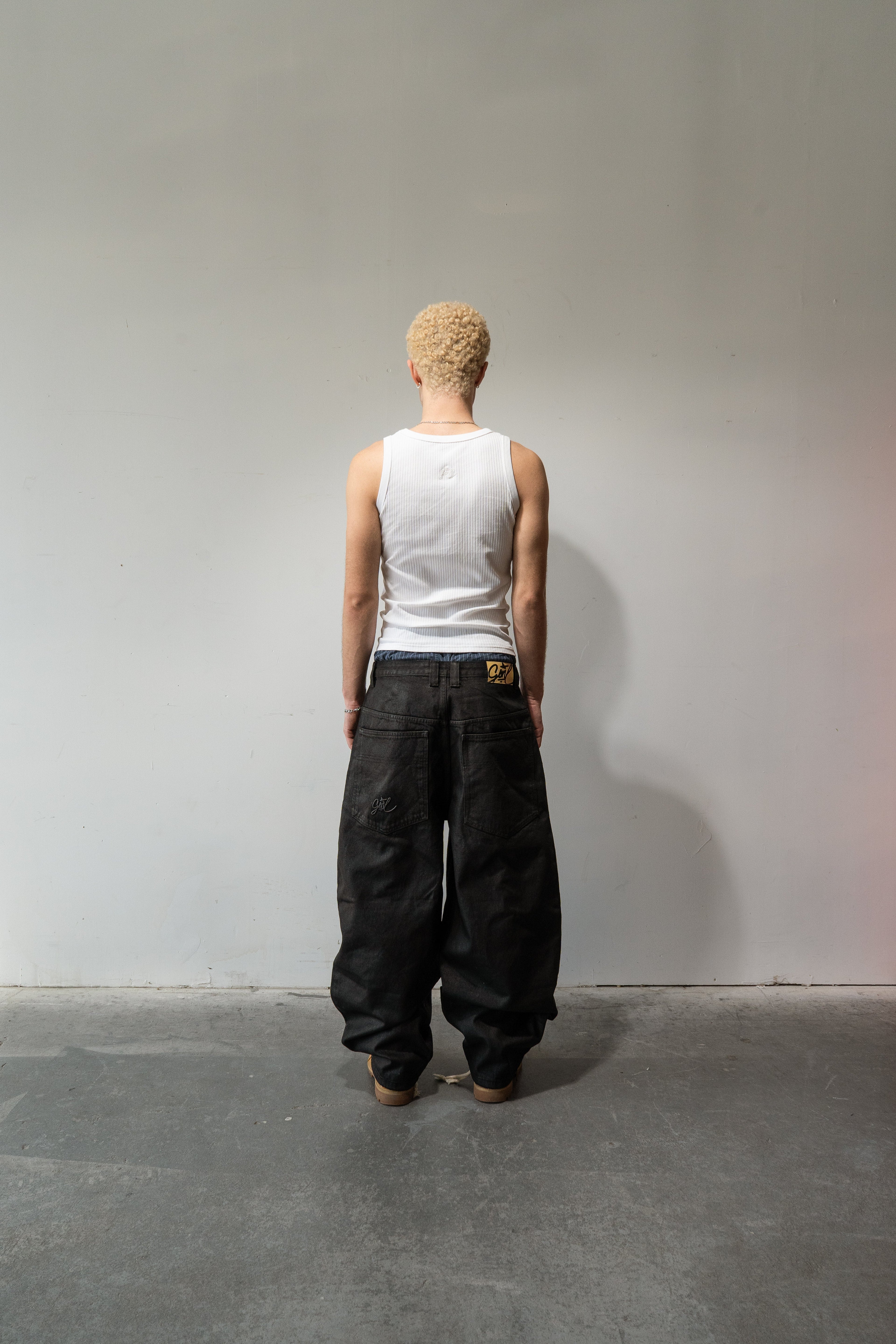 Black Waxed Baggy Denim Gone
