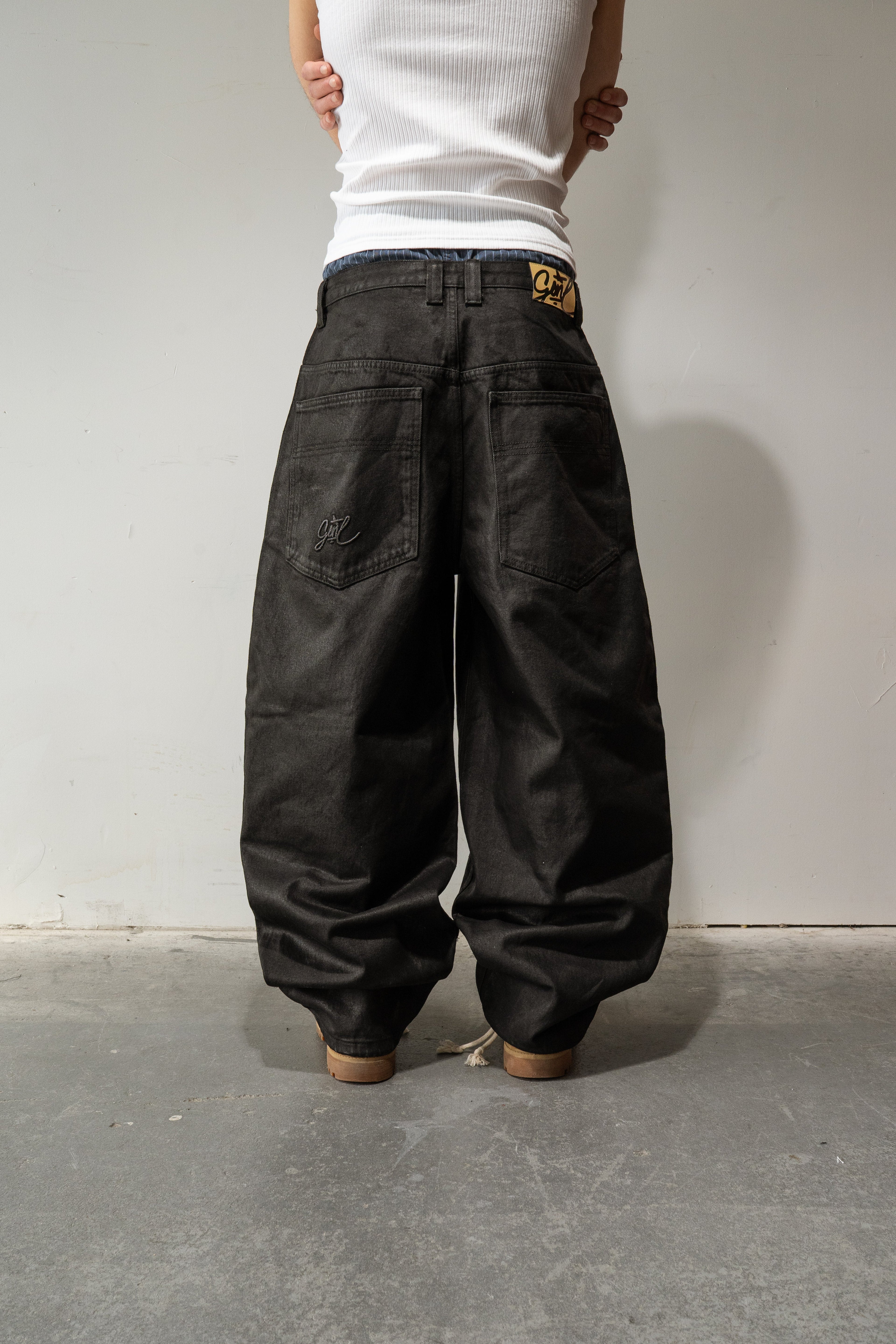 Black Waxed Baggy Denim Gone