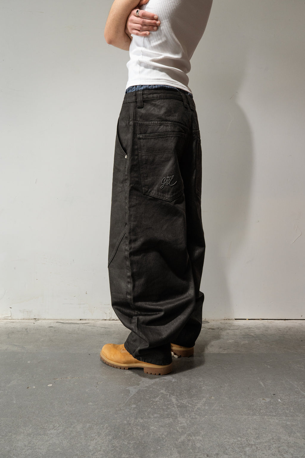 Black Waxed Baggy Denim Gone