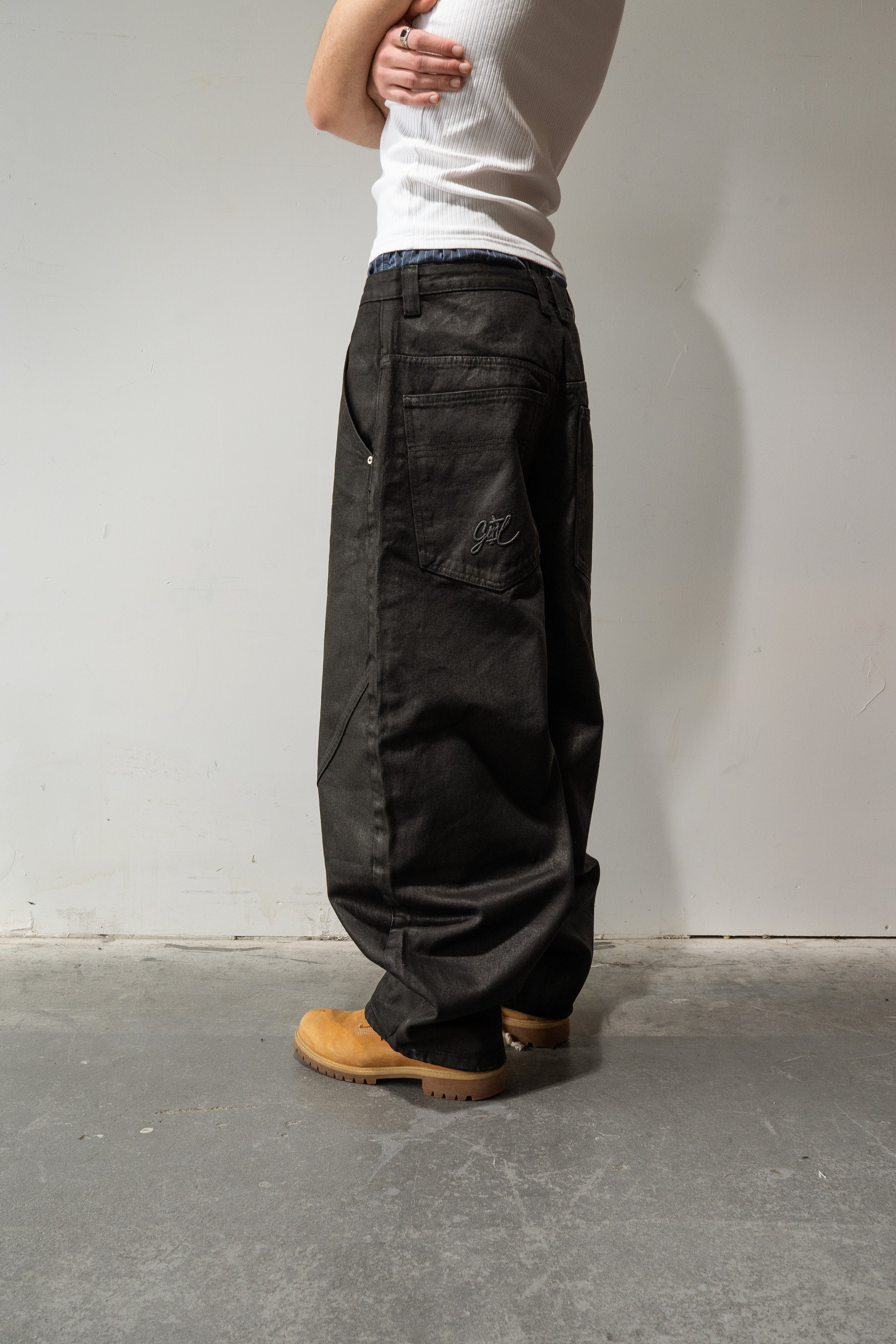 Black Waxed Baggy Denim Gone